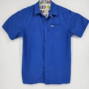 Columbia Shirt Mens Medium Vented Fishing‎ Omni Shade Button Short Sleeve Blue